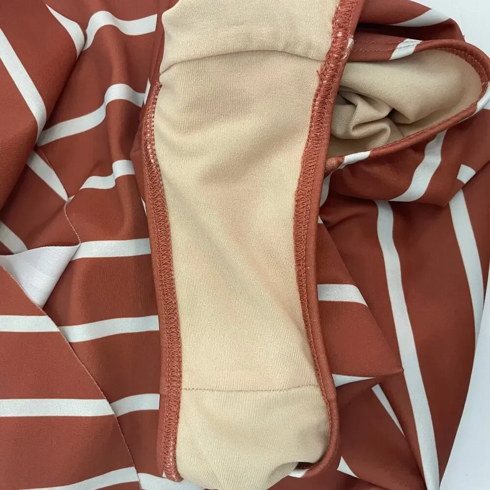 Albion Fit XS The Icon Wave Sydney One Piece Swimsuit Striped One Shoulder - Picture 5 of 6